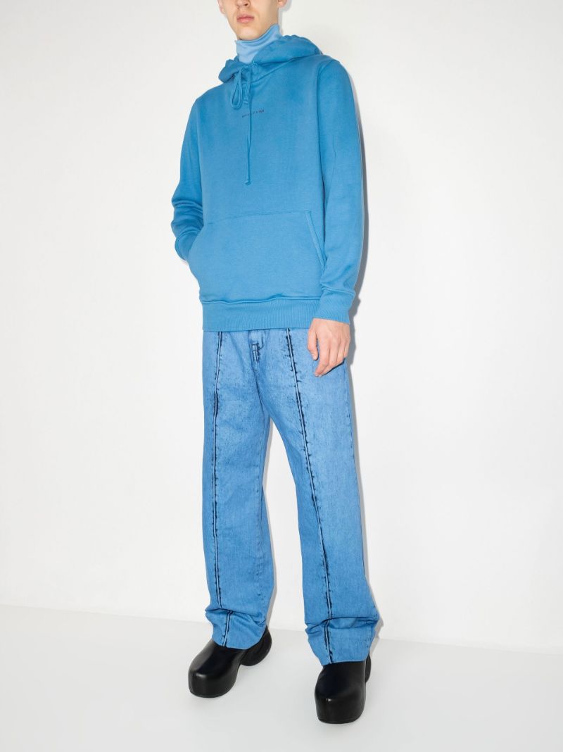 Blue Sphere Logo Print Cotton Hoodie
