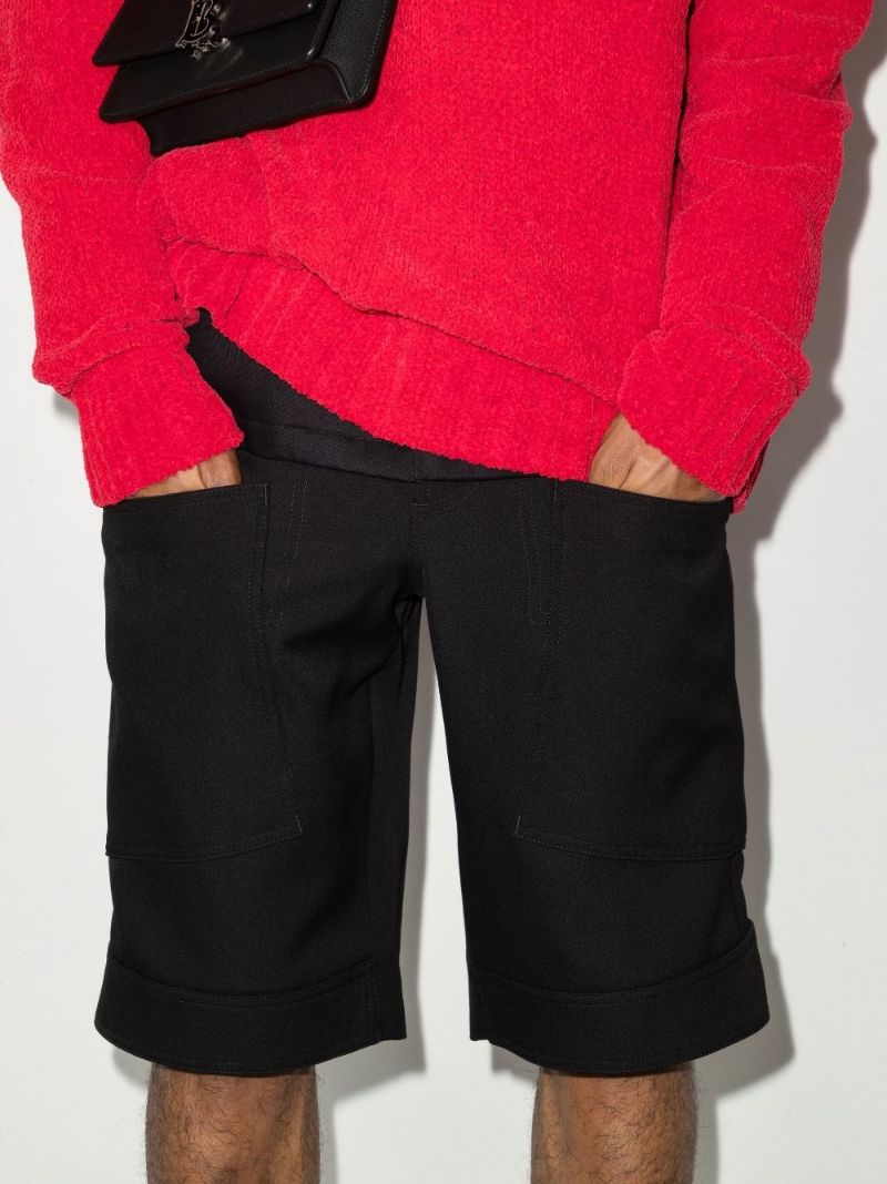 Black Panel Detail Wool Shorts
