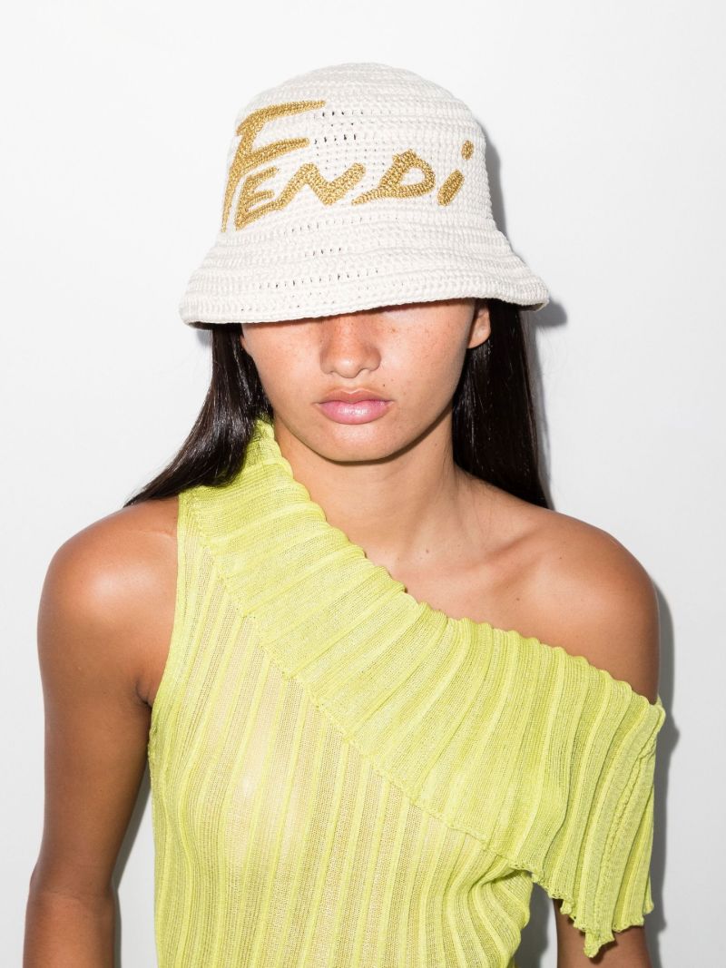 Neutral Logo Crochet Bucket Hat