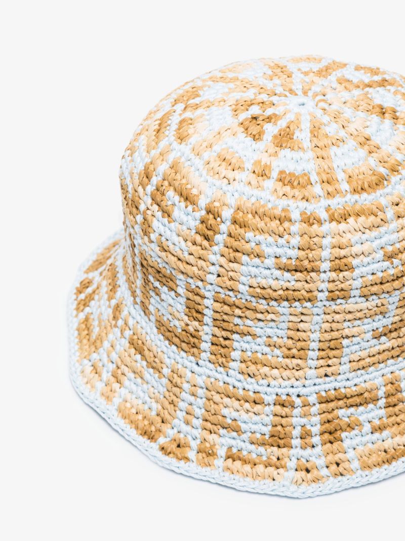 Blue Ff Motif Crochet Bucket Hat