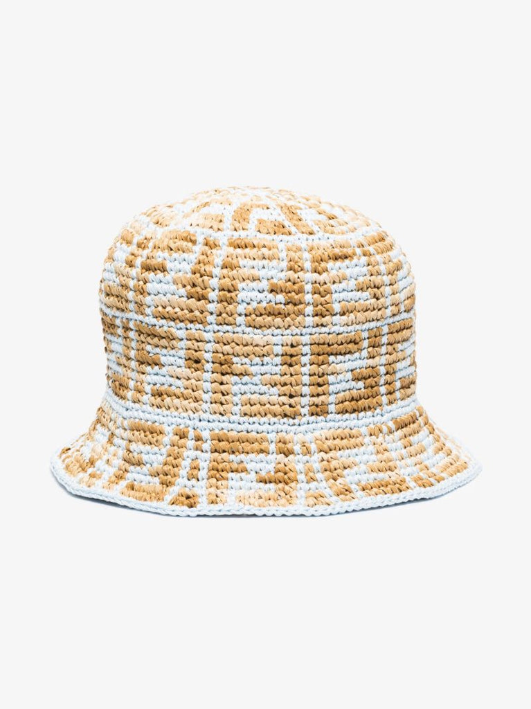 Blue Ff Motif Crochet Bucket Hat