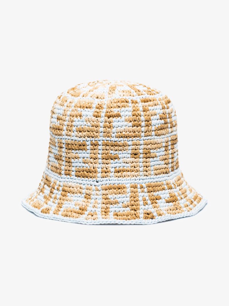 Blue Ff Motif Crochet Bucket Hat