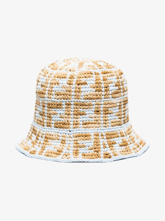 Blue Ff Motif Crochet Bucket Hat