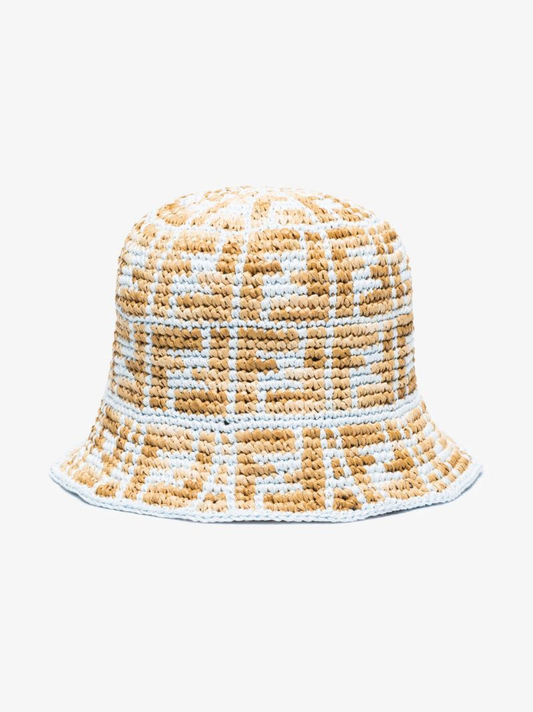 Blue Ff Motif Crochet Bucket Hat