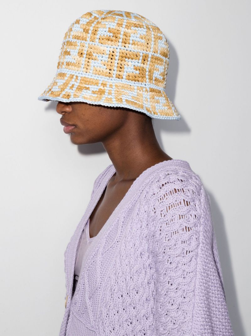 Blue Ff Motif Crochet Bucket Hat