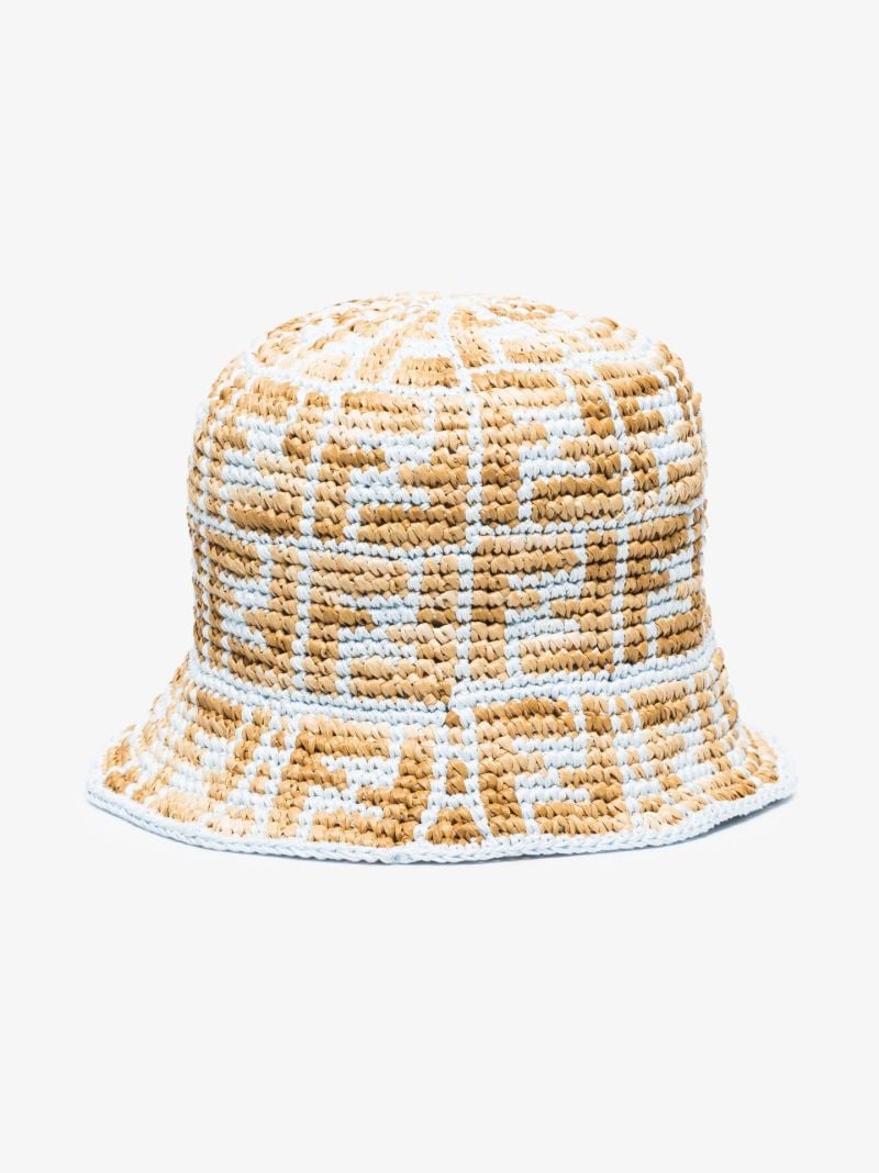 Blue Ff Motif Crochet Bucket Hat