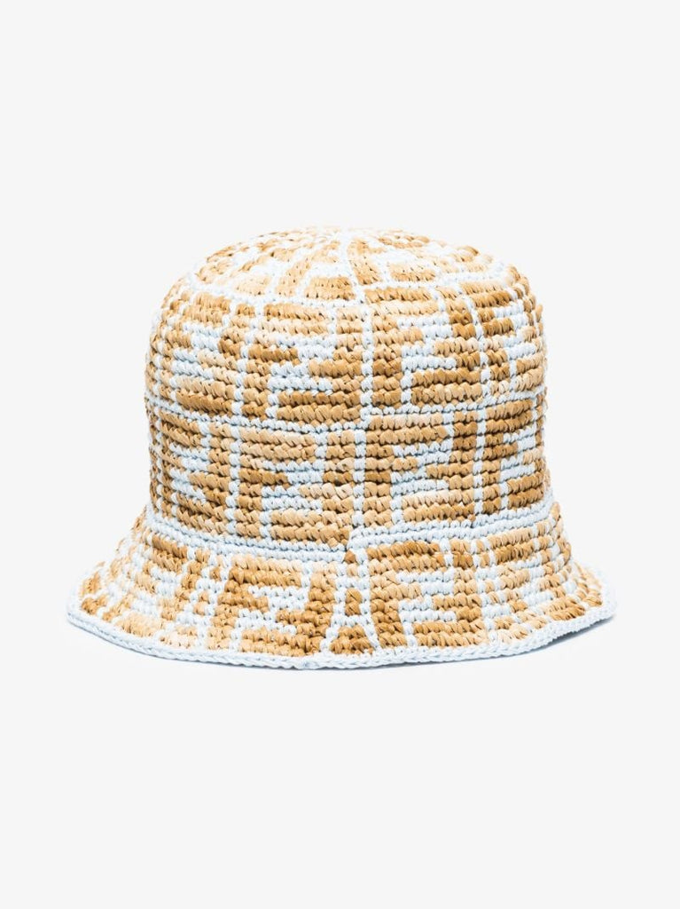 Blue Ff Motif Crochet Bucket Hat
