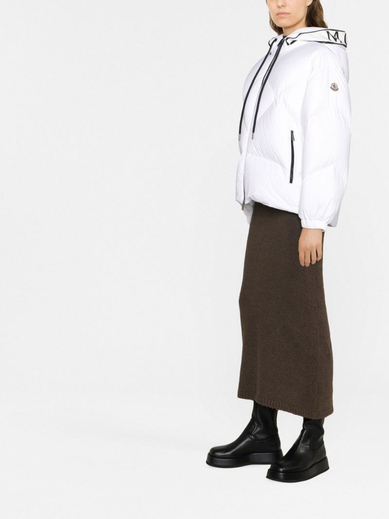 White Estom Hooded Quilted Jacket