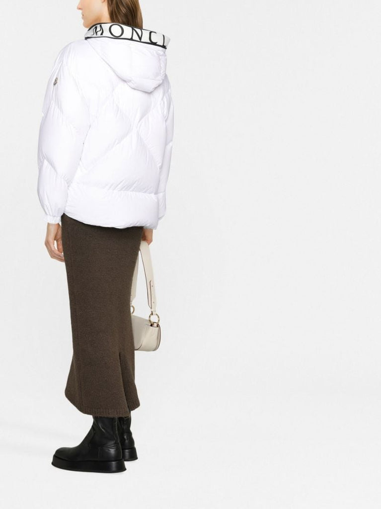 White Estom Hooded Quilted Jacket