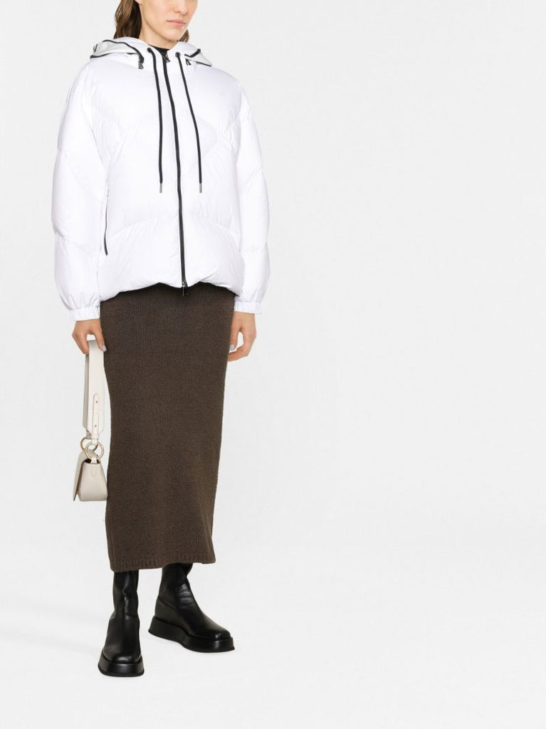 White Estom Hooded Quilted Jacket