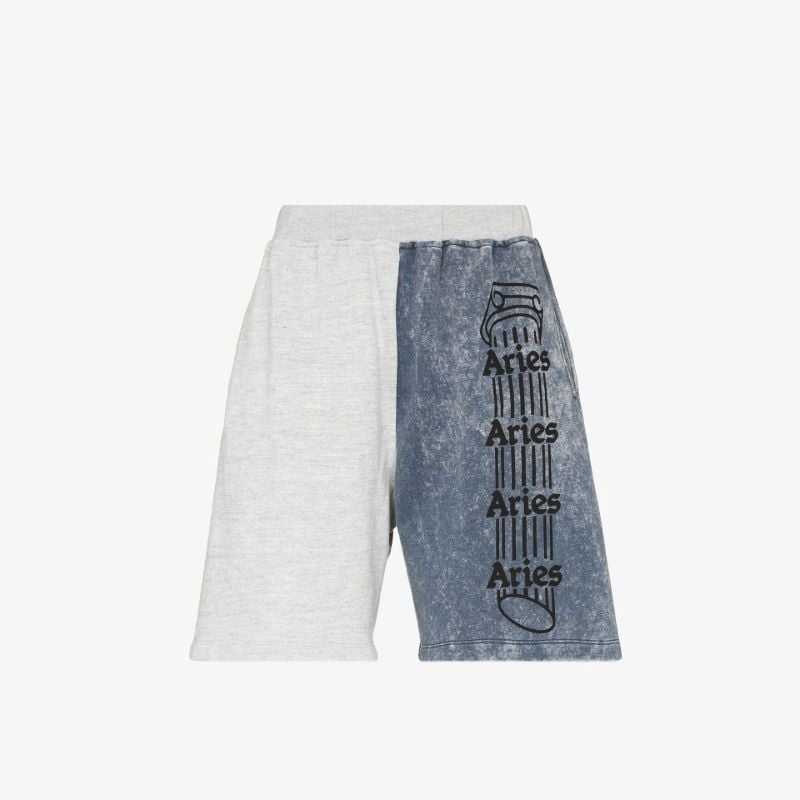 Overdyed Colour Block Cotton Track Shorts