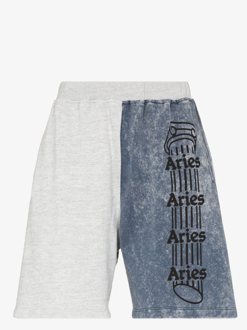 Overdyed Colour Block Cotton Track Shorts
