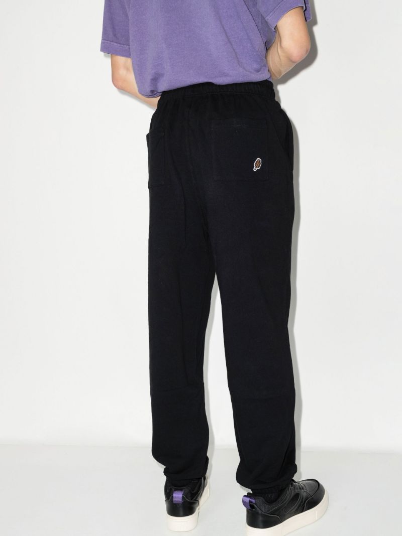 Black College Logo Print Cotton Track Pants