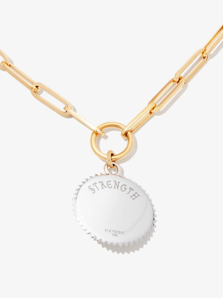 18k Yellow Gold Strength Medium Diamond Pendant Necklace