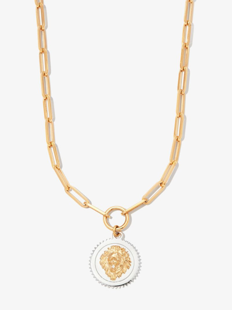 18k Yellow Gold Strength Medium Diamond Pendant Necklace