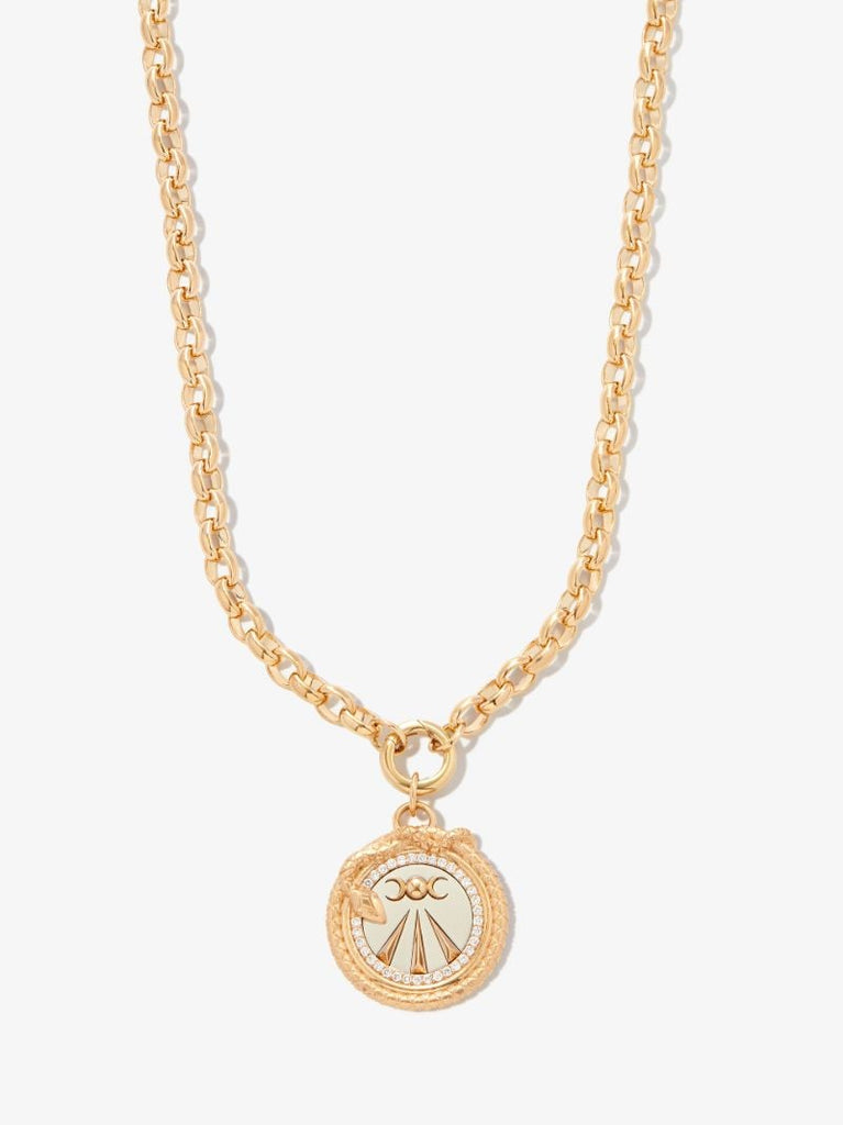 18k Yellow Gold Mind Body Soul Diamond Pendant Necklace