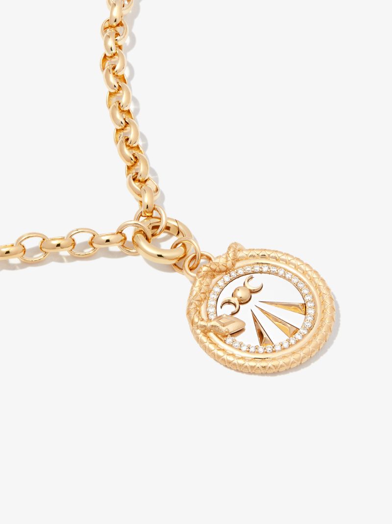 18k Yellow Gold Mind Body Soul Diamond Pendant Necklace