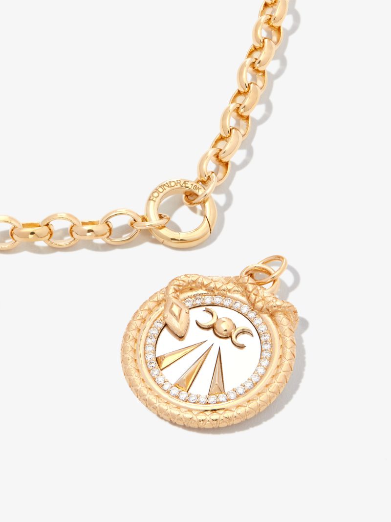 18k Yellow Gold Mind Body Soul Diamond Pendant Necklace