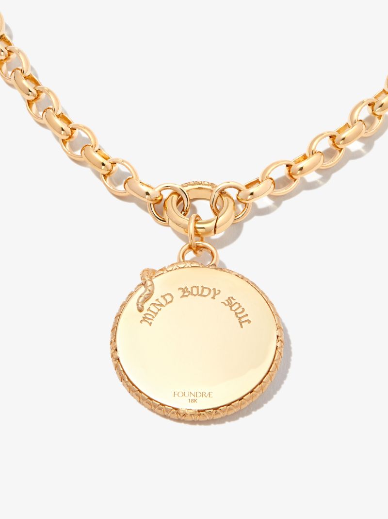 18k Yellow Gold Mind Body Soul Diamond Pendant Necklace