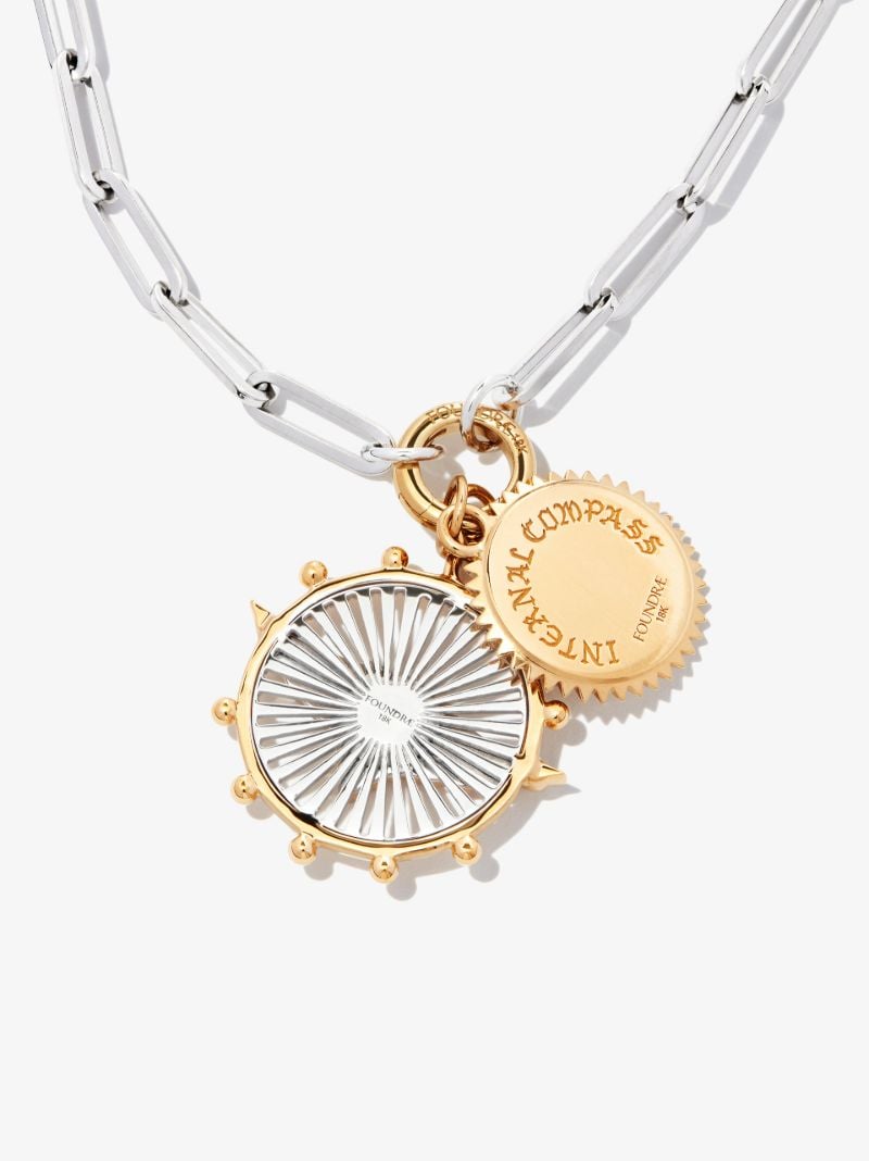 18k White and Yellow Gold Passion and Compass Necklace