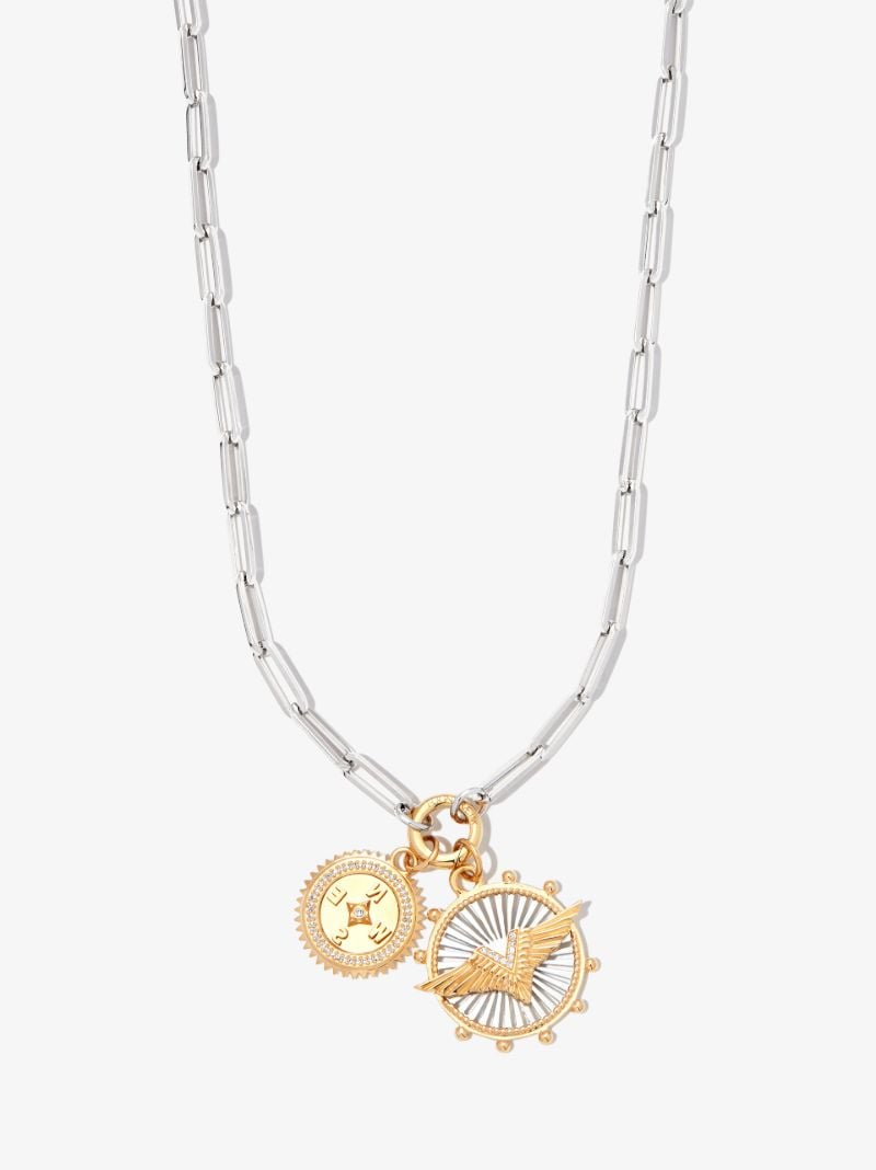 18k White and Yellow Gold Passion and Compass Necklace