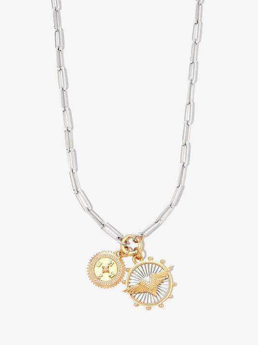 18k White and Yellow Gold Passion and Compass Necklace