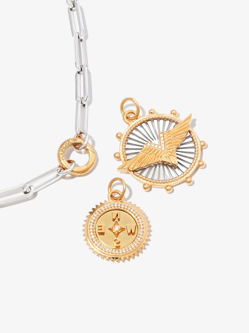 18k White and Yellow Gold Passion and Compass Necklace