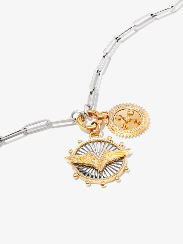 18k White and Yellow Gold Passion and Compass Necklace