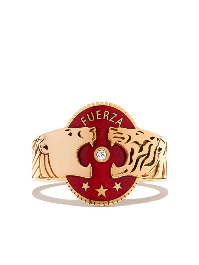 18k Yellow Gold Strength Diamond Signet Ring