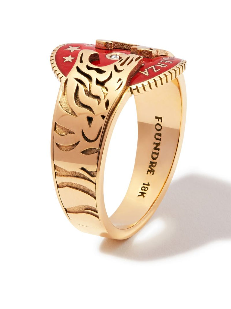 18k Yellow Gold Strength Diamond Signet Ring