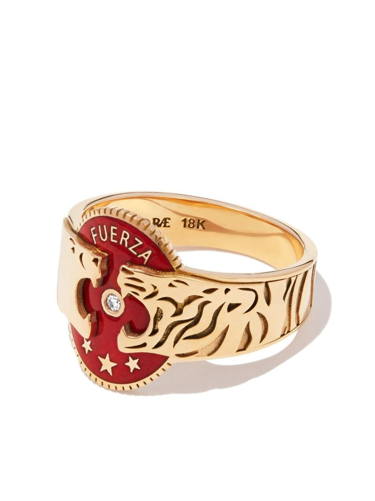 18k Yellow Gold Strength Diamond Signet Ring