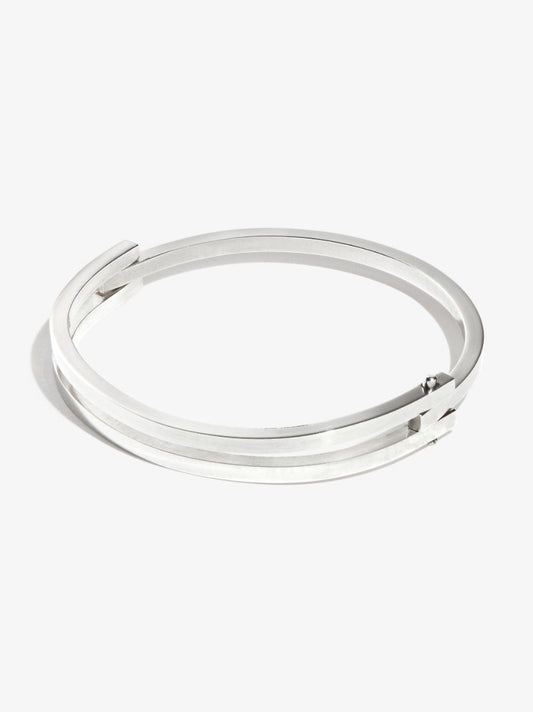 Sterling Silver Hinged Double Cuff Bracelet