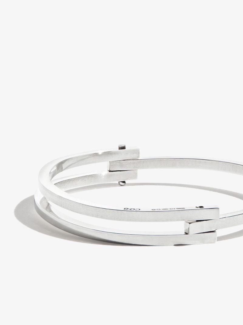 Sterling Silver Hinged Double Cuff Bracelet