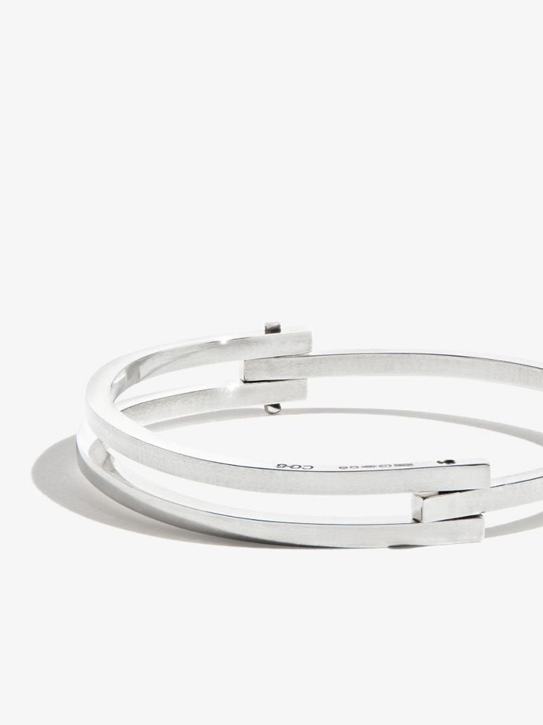 Sterling Silver Hinged Double Cuff Bracelet