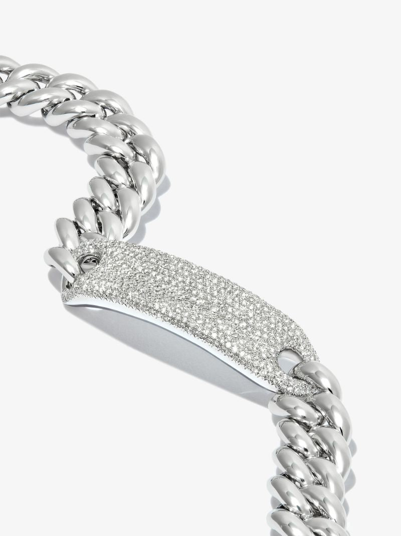 18k White Gold Essential Id Link Diamond Bracelet