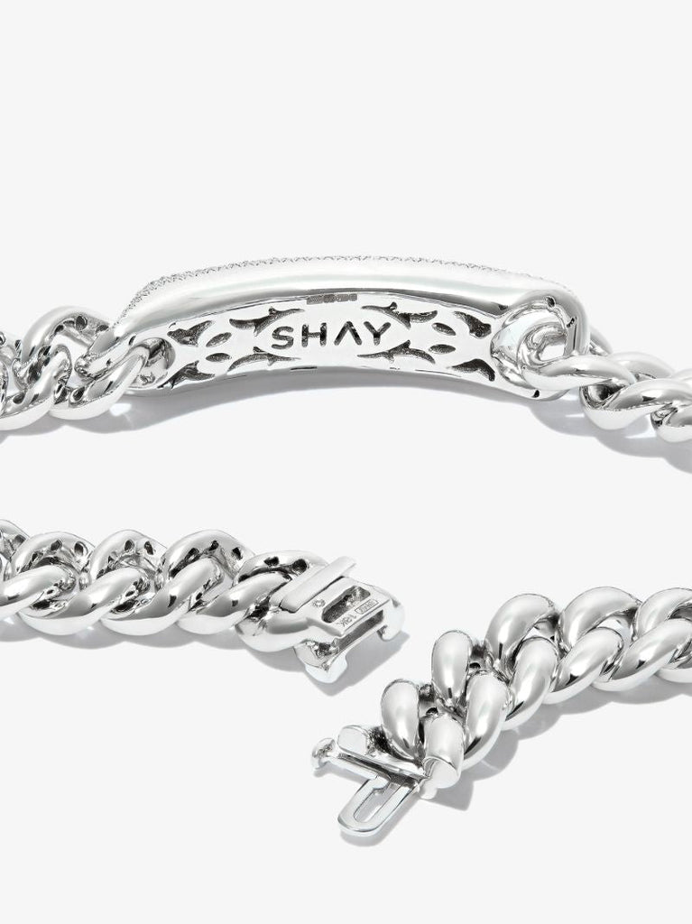 18k White Gold Essential Id Link Diamond Bracelet