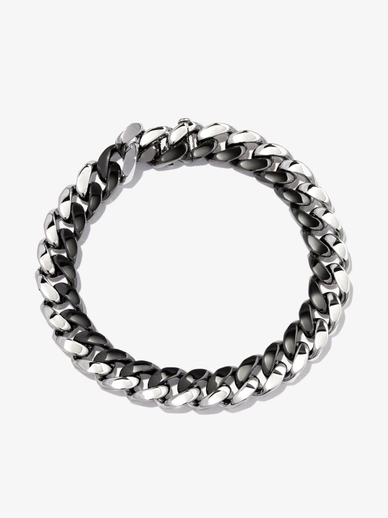 18k White and Black Gold Flat Essential Link Bracelet