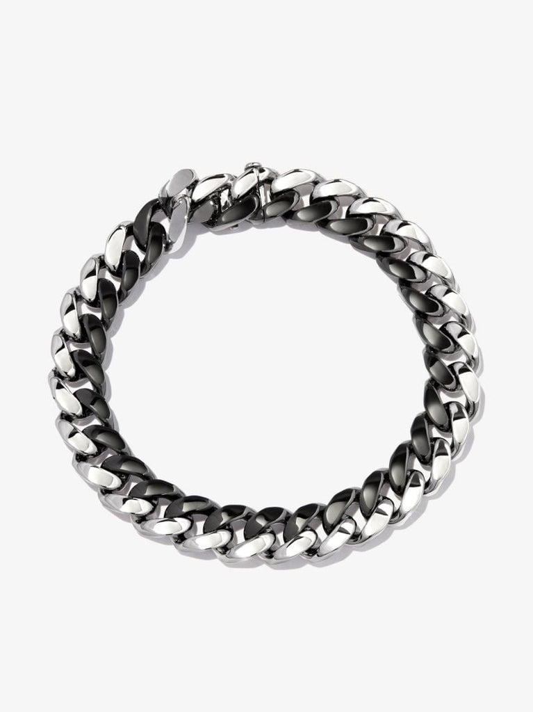 18k White and Black Gold Flat Essential Link Bracelet