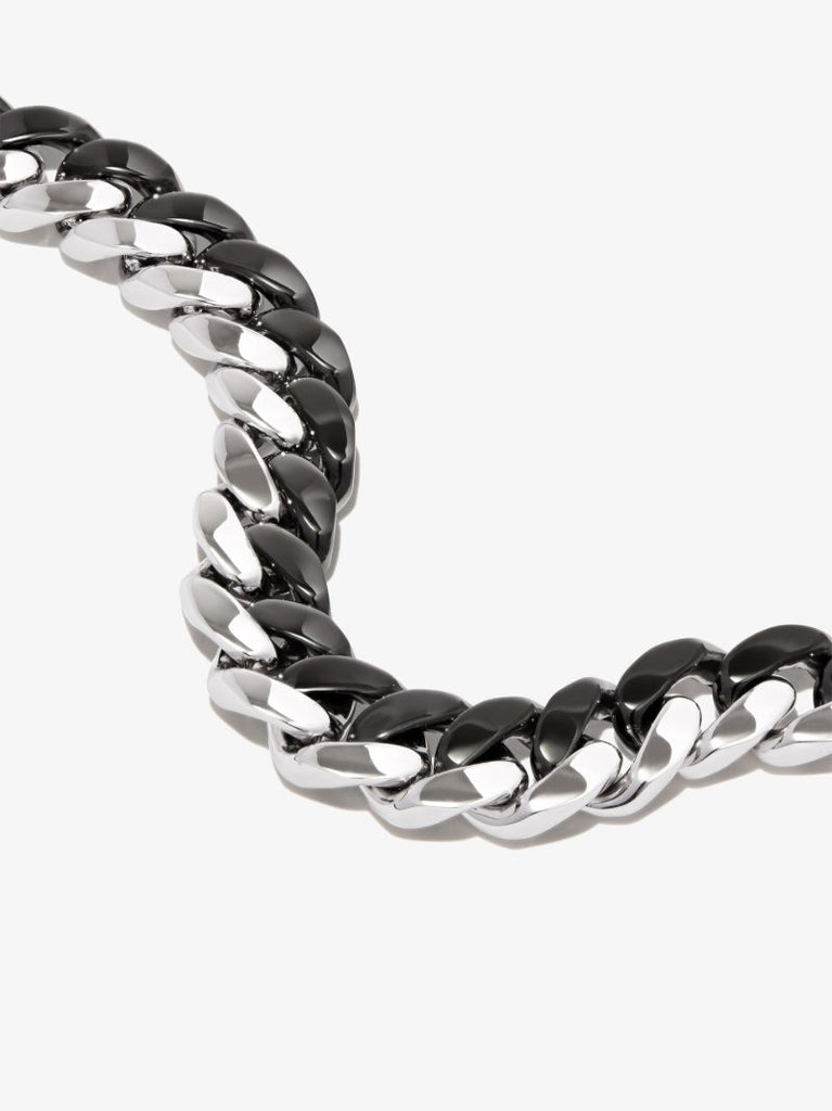 18k White and Black Gold Flat Essential Link Bracelet