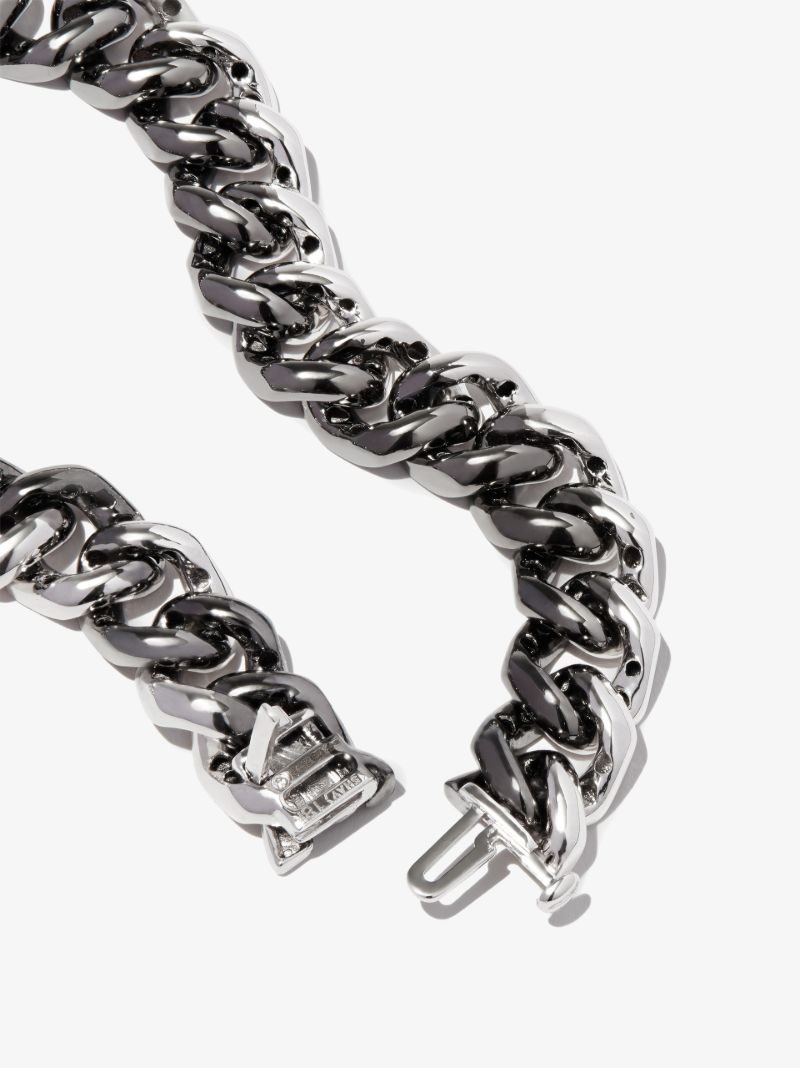 18k White and Black Gold Flat Essential Link Bracelet
