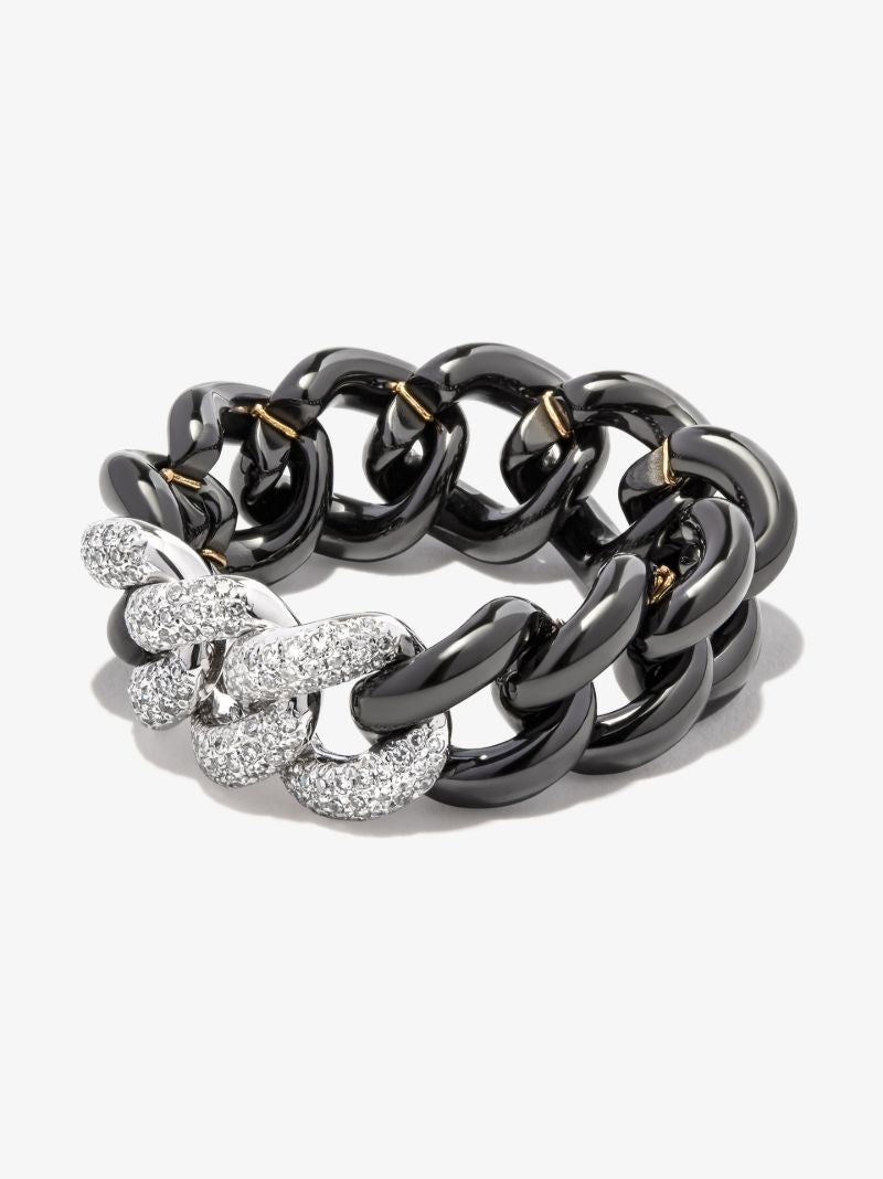 18k White Gold Diamond Link Ring