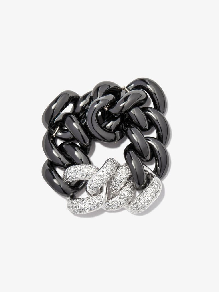 18k White Gold Diamond Link Ring