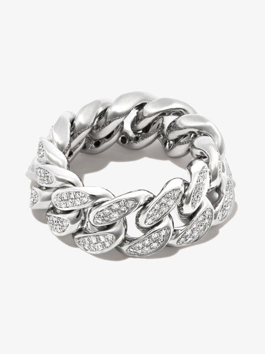 18k White Gold Flat Link Diamond Ring