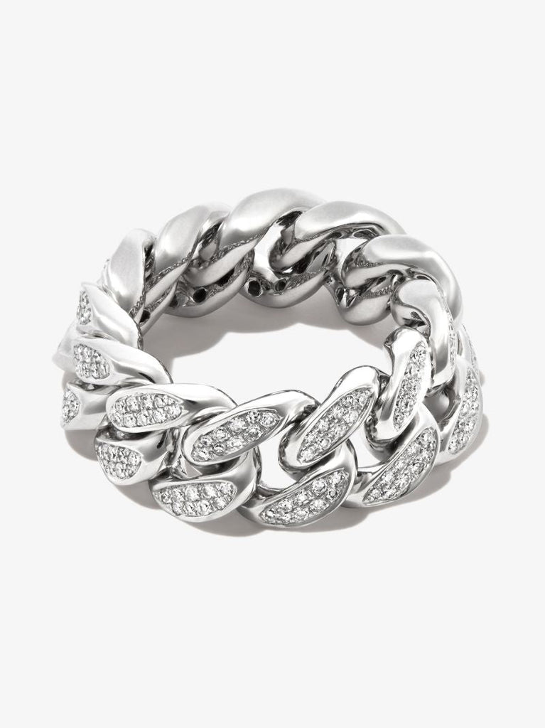 18k White Gold Flat Link Diamond Ring
