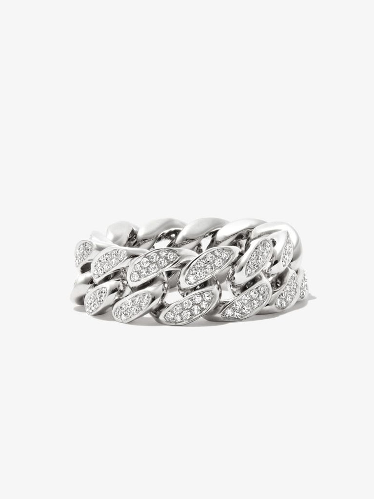 18k White Gold Flat Link Diamond Ring