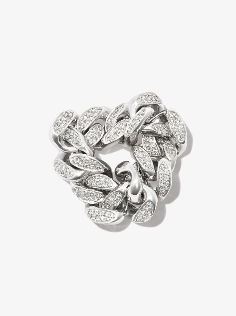 18k White Gold Flat Link Diamond Ring