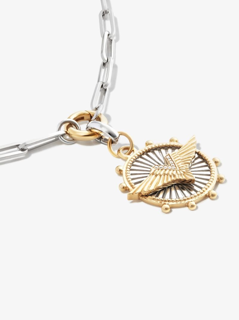 18k White Gold Oval Push Gate Annex Link Charm