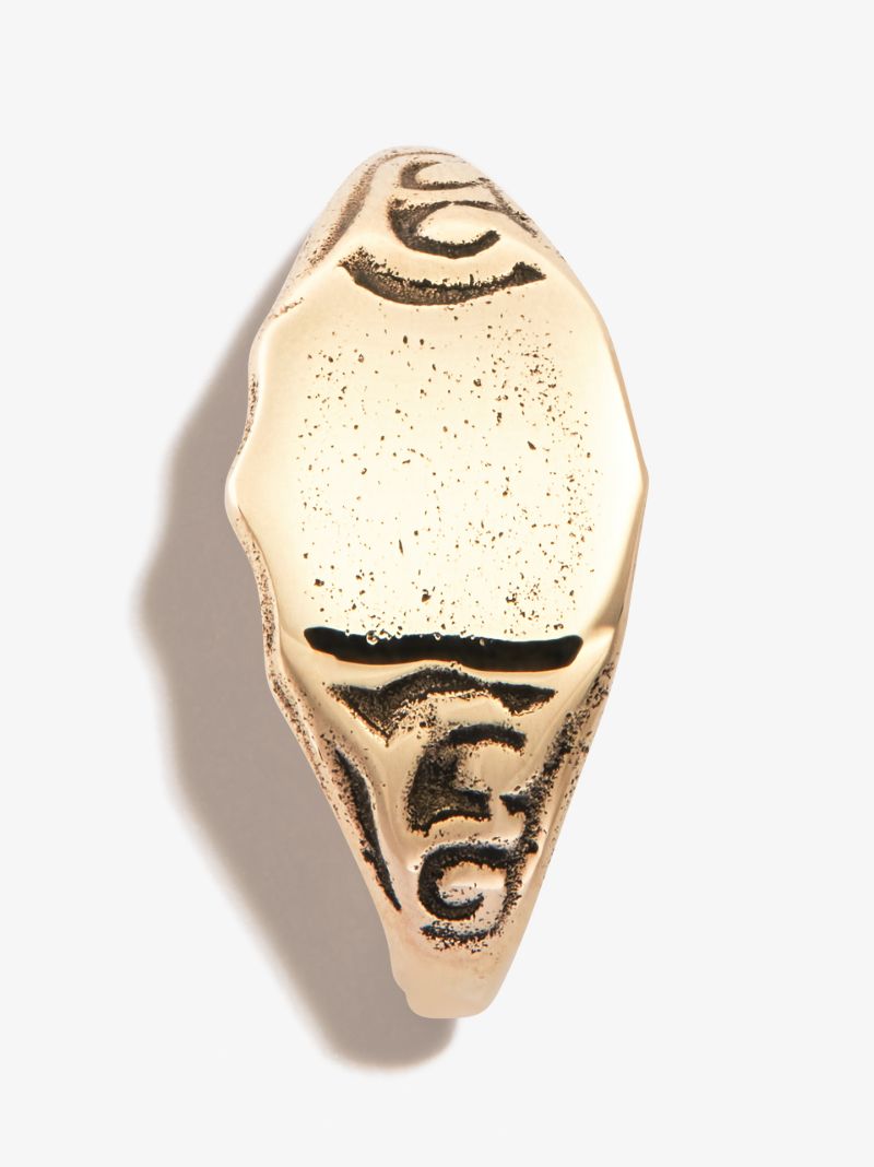 9k Yellow Gold Signet Earring