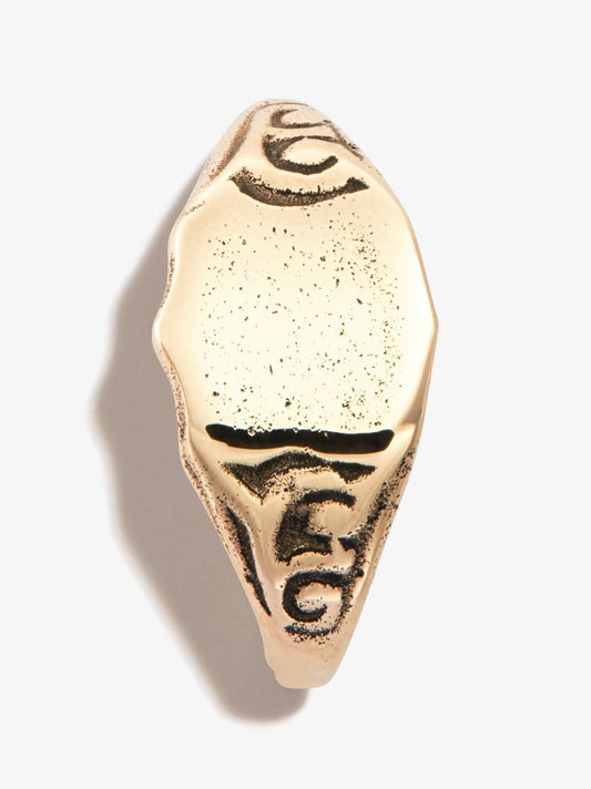 9k Yellow Gold Signet Earring