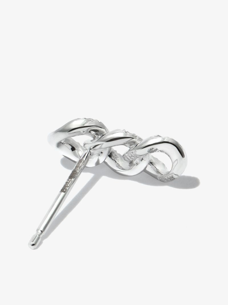 18k White Gold Triple Link Diamond Single Earring